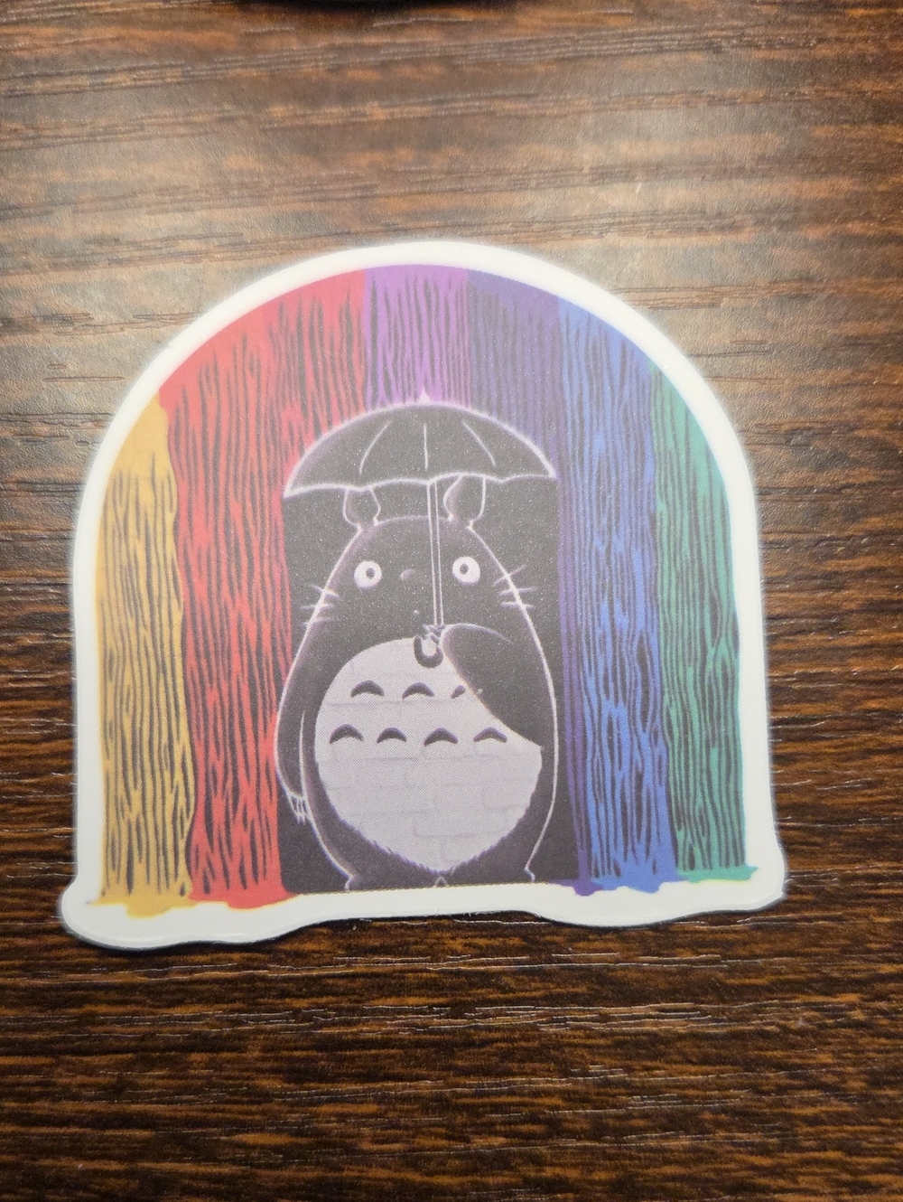 -Inspired Black Totoro Rainbow Sticker